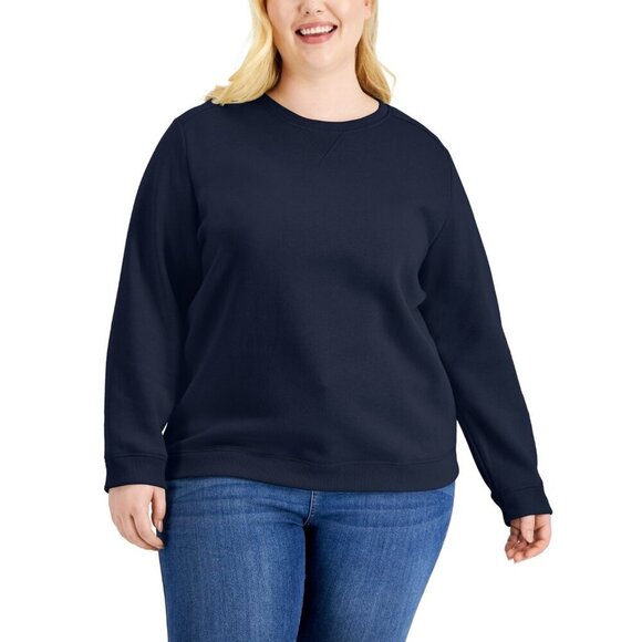 Karen Scott Womens Size XXL Long Sleeve Fleece Crewneck Sweatshirt in Blue - Picture 1 of 7